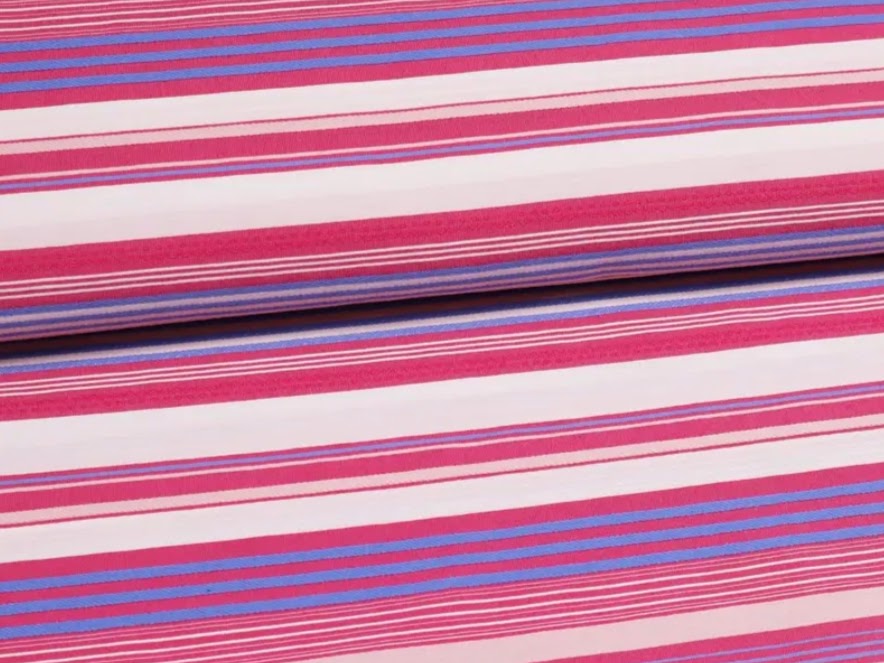 Loopschal pink/hellblau/weiß gestreift mit Kordelzug